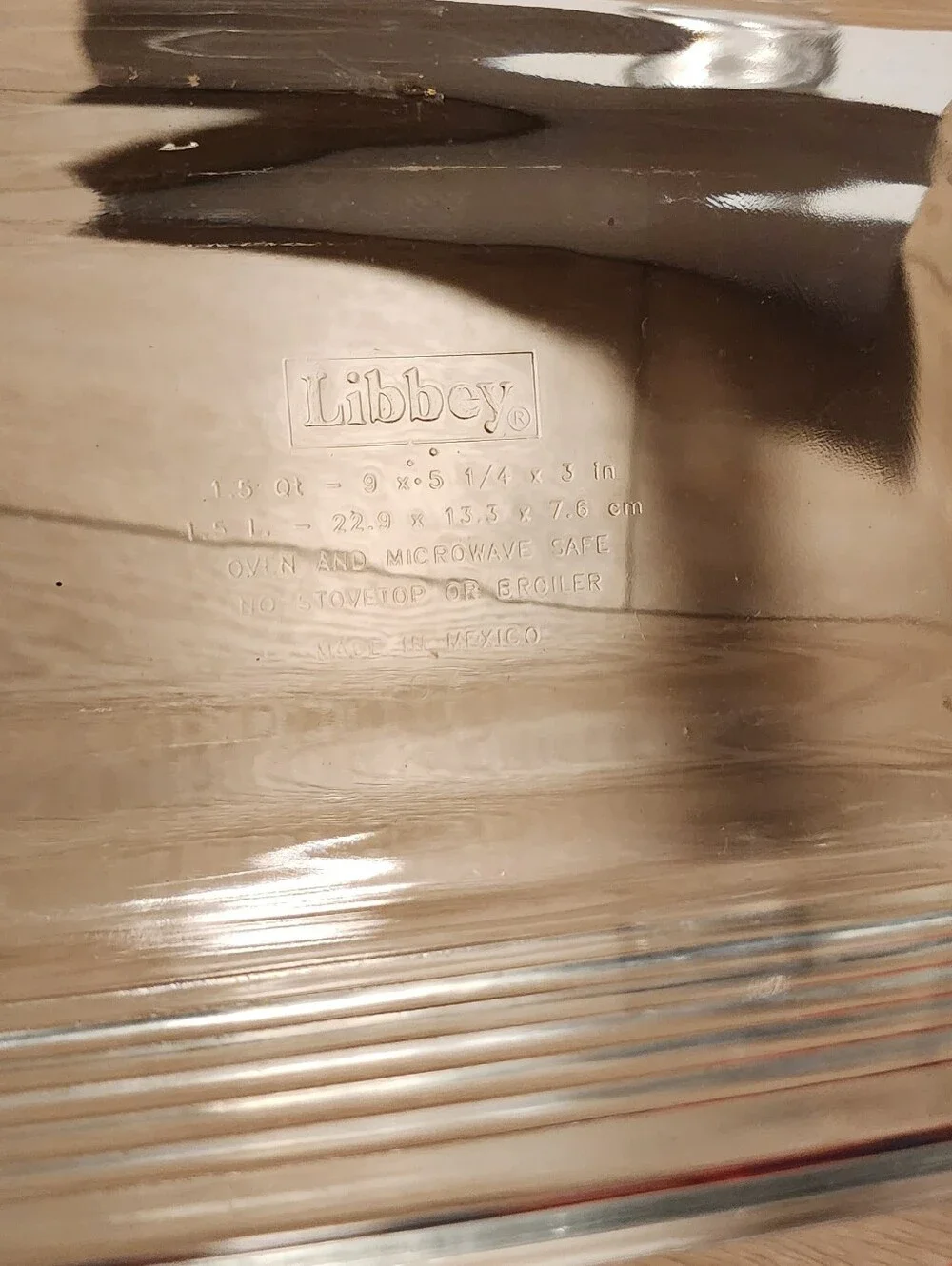 Libbey clear glass ribbed bread loaf baking dish 1.5 quarts New